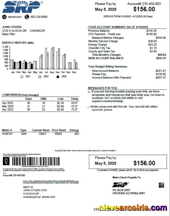 USA SRP utility bill